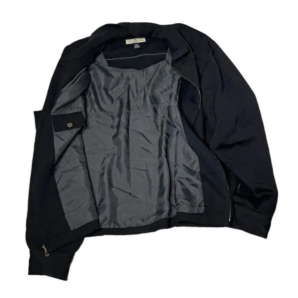 TOMMY BAHAMA Mens Black Jacket Lightweight Silk Blend Lined Full Zip Size XL